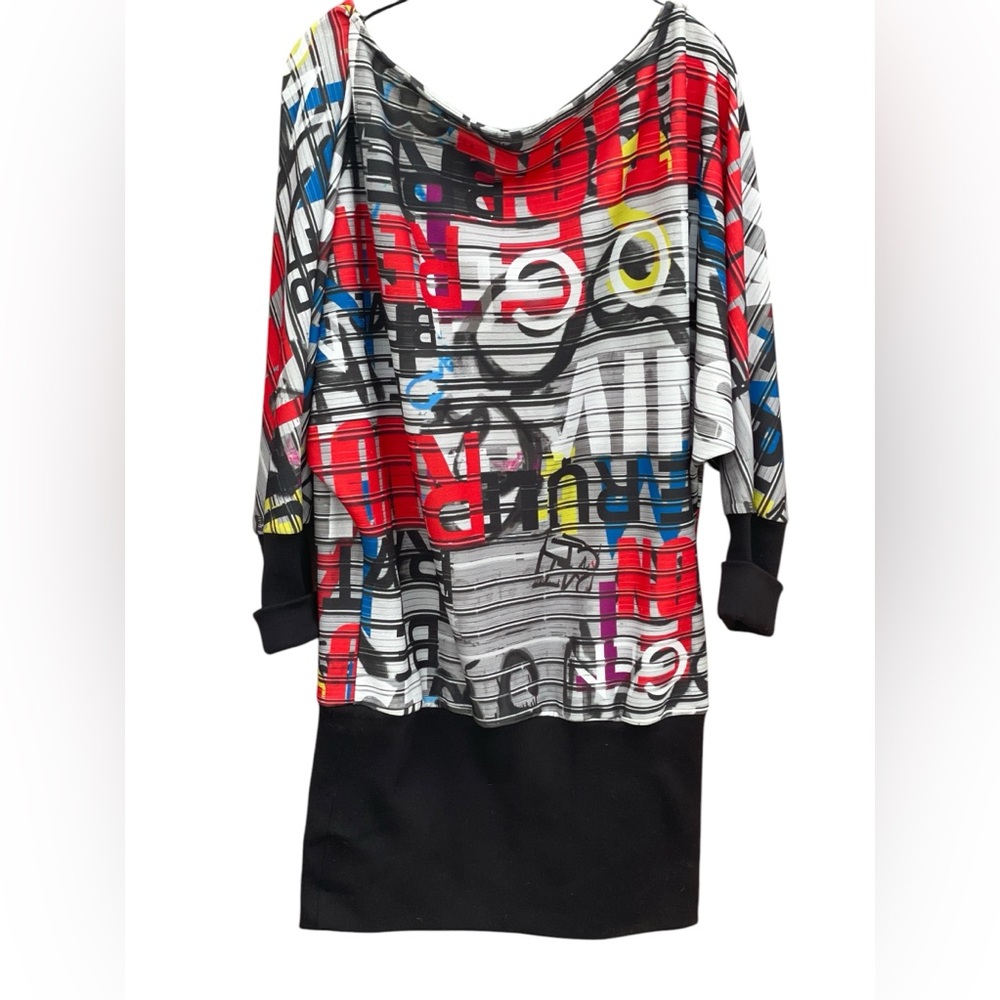 Gabrielle Union Boat Neck Graffiti Shift Dress